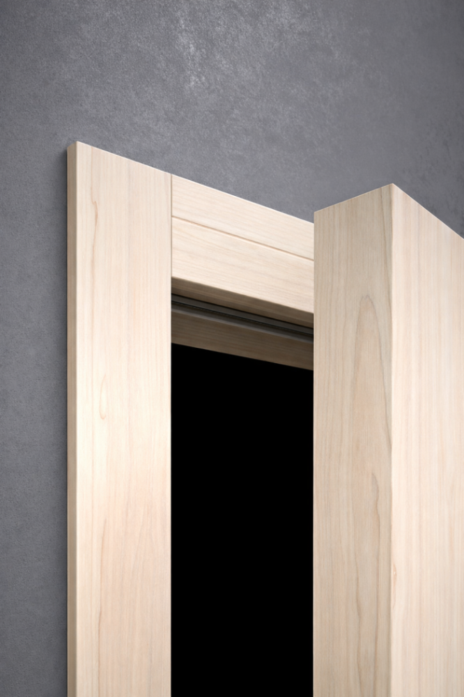 Bezfalcová zárubeň napojená na stěnu v ostění