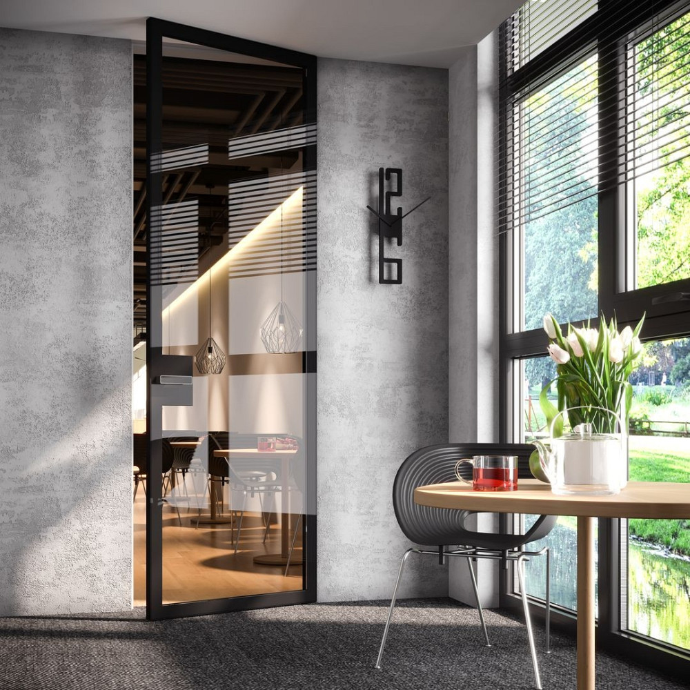 Celoskleněné bezfalcové dveře SAPELI Maxim 40 s čirým sklem