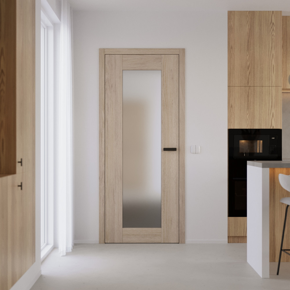 Bezfalcové dveře SAPELI Talia v dekoru dub skandinávský se sklem