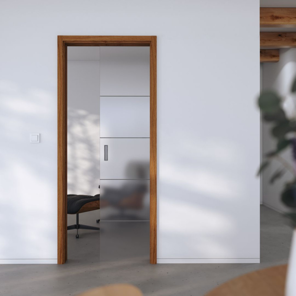 Posuvné celoskleněné dveře SAPGLASS v moderním interiéru