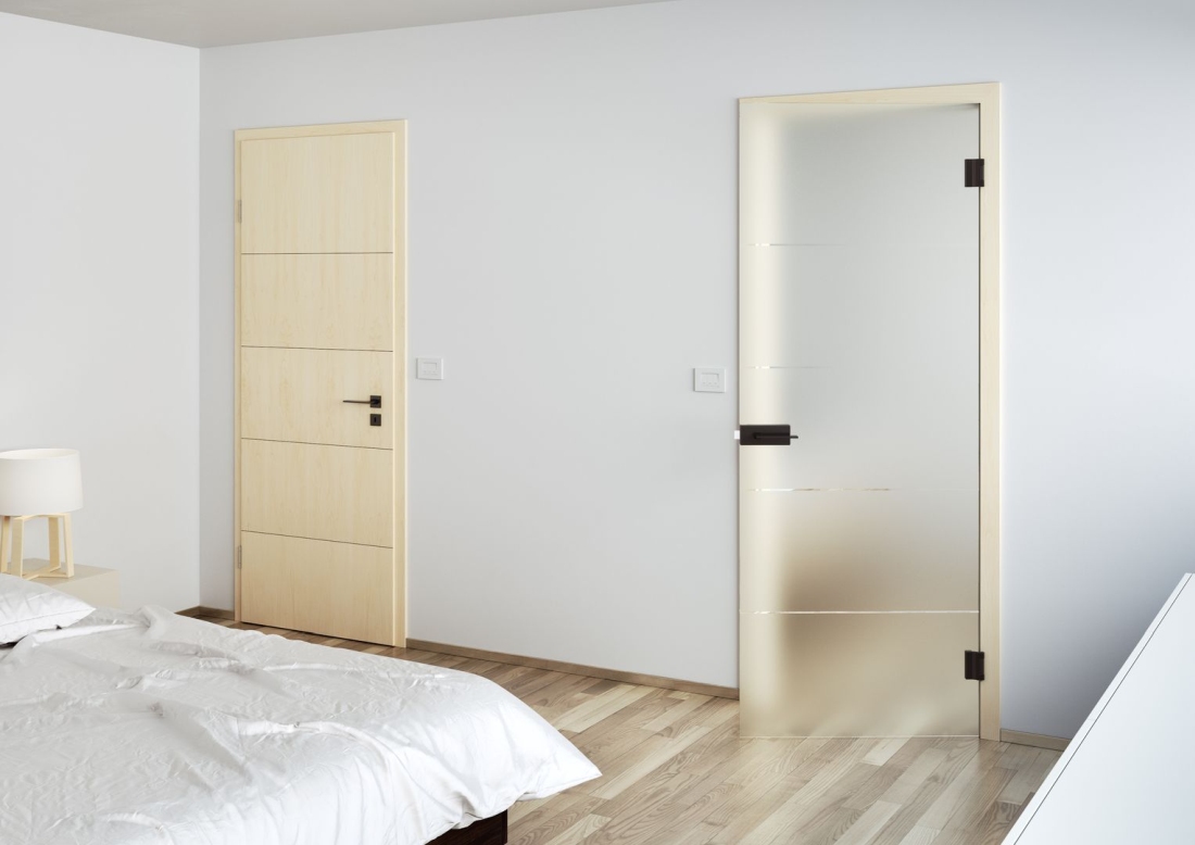 Skleněné interiérové dveře v obytném prostoru