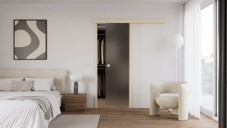 Posuvné skleněné dveře na stěnu Sapeli SAPGLASS jsou velmi praktickým a elegantním řešením  