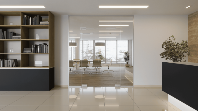 Skleněná stěna v kovovém rámu MOON od SAPELI